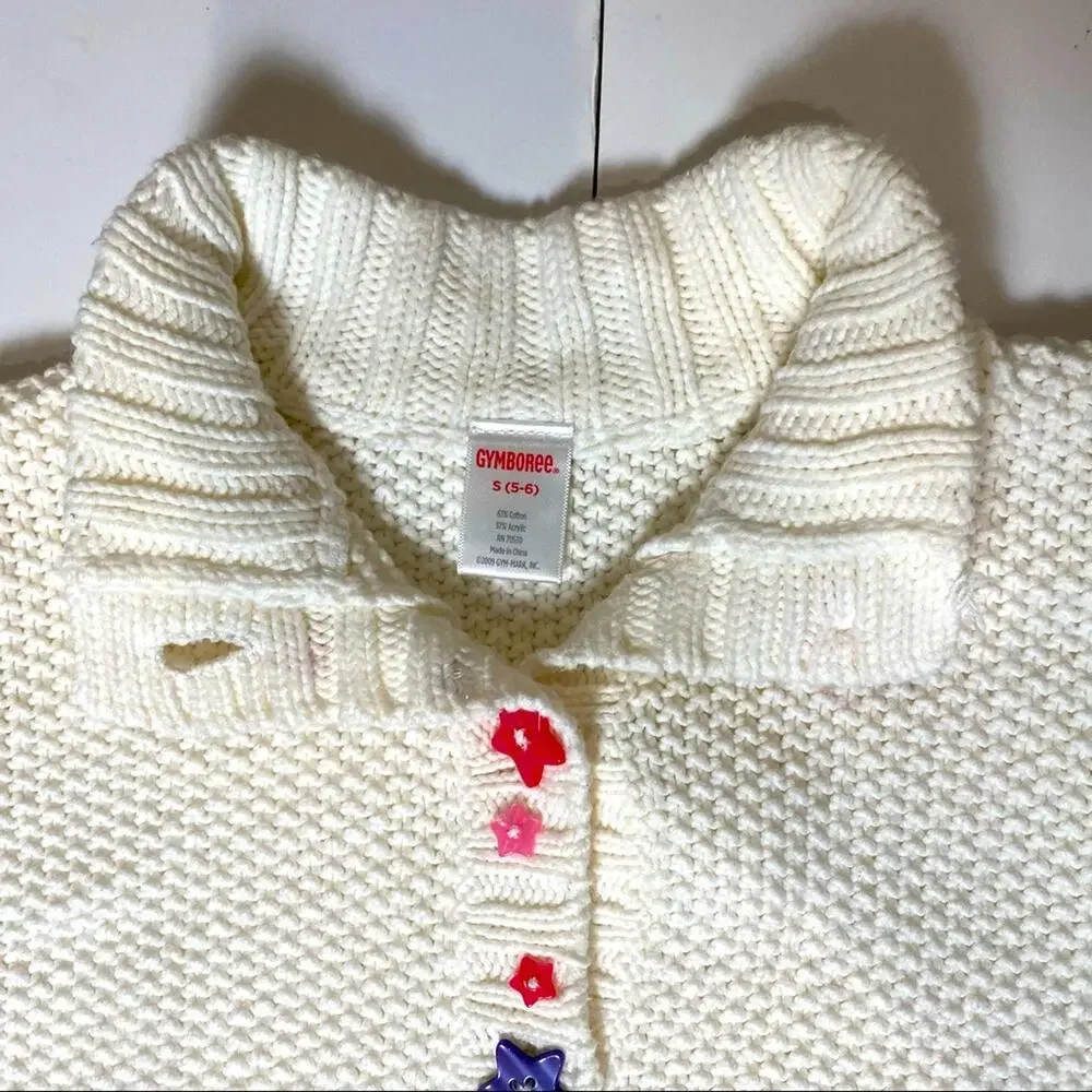 GYMBOREE SWEATER Crochet SHIFT DRESS Star button S